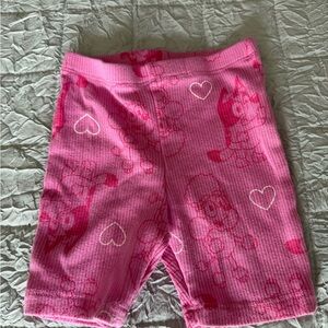 Pink Heart-Print Kids Bike Shorts